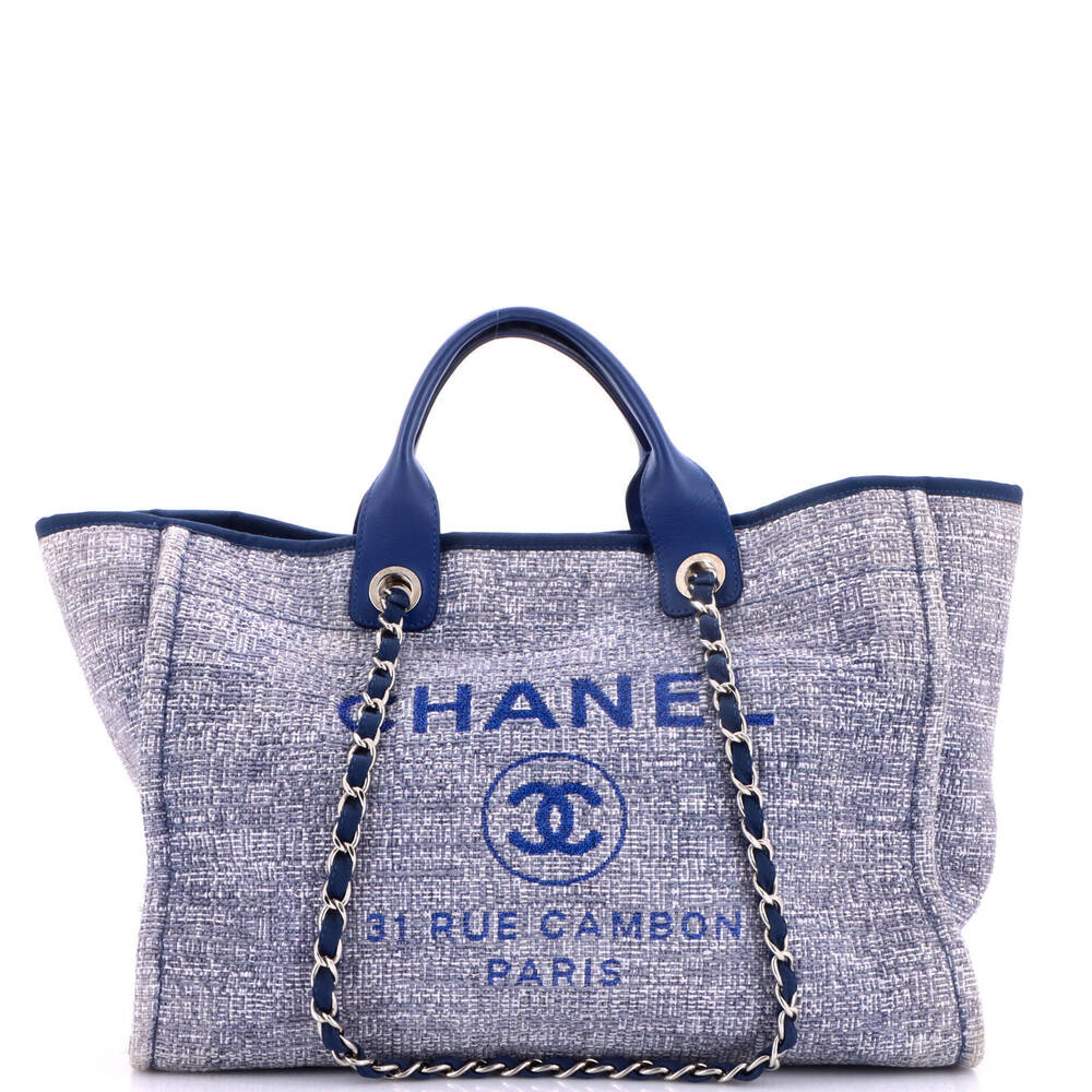 Chanel Medium Deauville Tote Raffia with Glitter Detail
